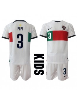 Billige Portugal Pepe #3 Bortedraktsett Barn VM 2022 Kortermet (+ Korte bukser)